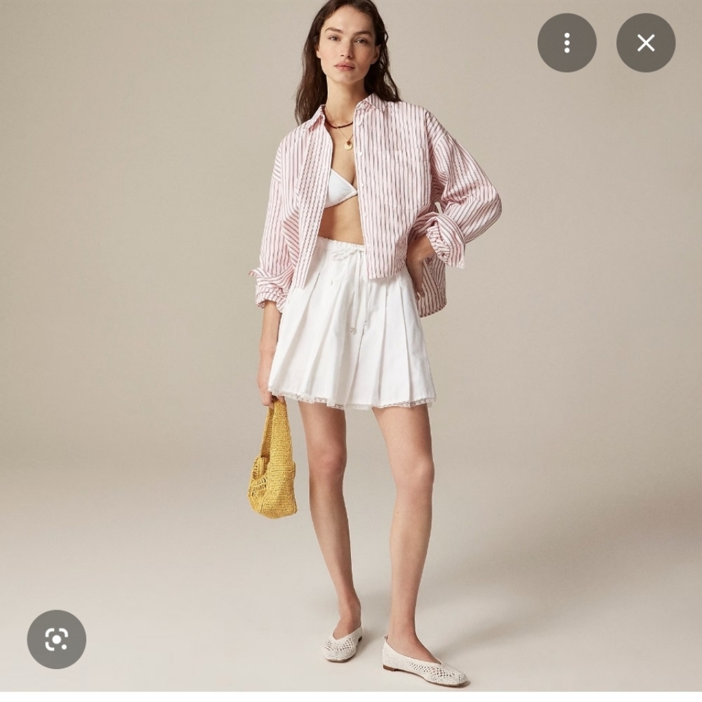J Crew Pleated tie-waist mini skirt CK531 Size XXS NWT White